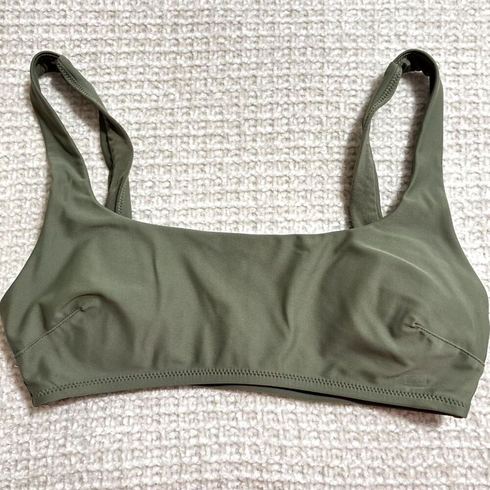 Aerie Scoop Neck Seamless Bralette Olive Green S Small Minimalist Soft Stretch